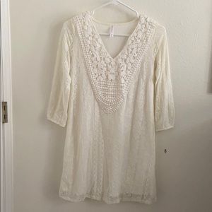 White mini dress with lace detail!